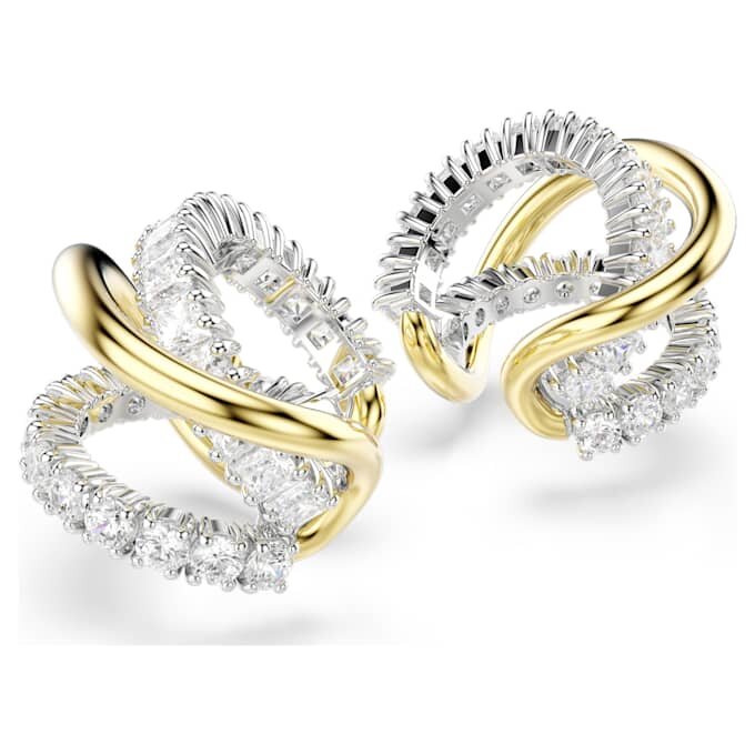 Brincos tipo «ear cuff» Hyperbola com cortes mistos, brancos, acabamento em metais mistos Brincos tipo «ear cuff» Hyperbola com cortes mistos, brancos, acabamento em metais mistos