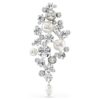 Broche Constella com pérola de cristal, corte redondo, branco, banhado a ródio