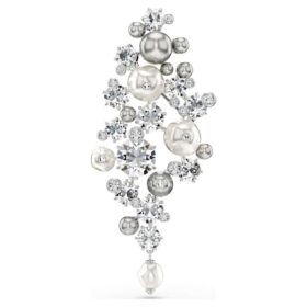 Broche Constella com pérola de cristal, corte redondo, branco, banhado a ródio Broche Constella com pérola de cristal, corte redondo, branco, banhado a ródio