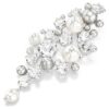 Broche Constella com pérola de cristal, corte redondo, branco, banhado a ródio