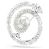Broche de cobra com pérola de cristal, cortes mistos, Ano da Cobra, branco, banhado a ródio