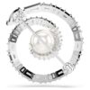 Broche de cobra com pérola de cristal, cortes mistos, Ano da Cobra, branco, banhado a ródio