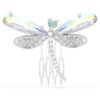 Broche e acessório para o cabelo Ariana Grande X Swarovski com pérolas de cristal, cortes mistos, libélula, branco, banhado a ródio