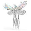Broche e acessório para o cabelo Ariana Grande X Swarovski com pérolas de cristal, cortes mistos, libélula, branco, banhado a ródio