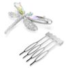 Broche e acessório para o cabelo Ariana Grande X Swarovski com pérolas de cristal, cortes mistos, libélula, branco, banhado a ródio
