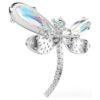 Broche e acessório para o cabelo Ariana Grande X Swarovski com pérolas de cristal, cortes mistos, libélula, branco, banhado a ródio