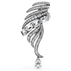 Broche «Feather» da Coleção Vienna, Branco, banhado a ruténio