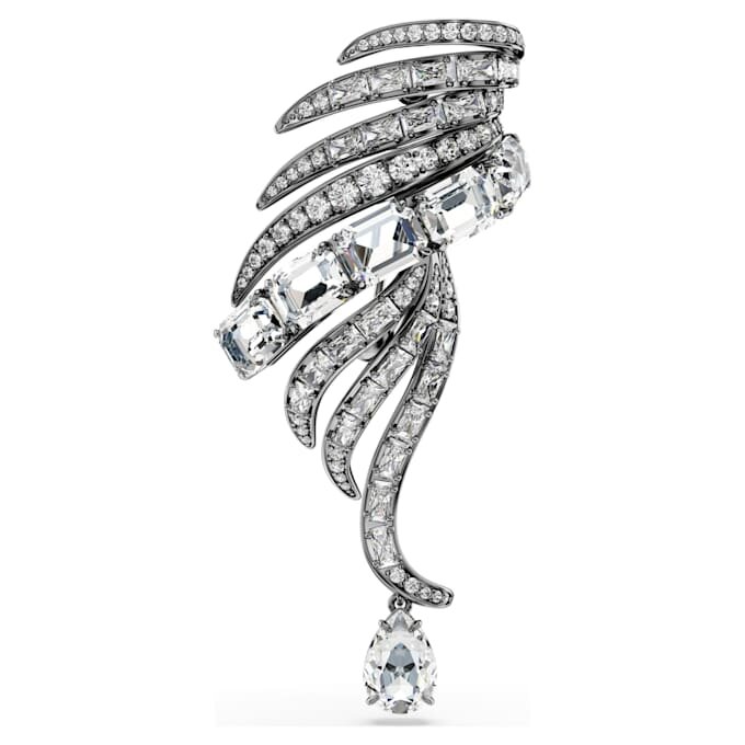 Broche «Feather» da Coleção Vienna, Branco, banhado a ruténio Broche «Feather» da Coleção Vienna, Branco, banhado a ruténio