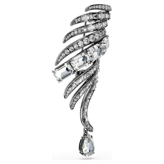 Broche «Feather» da Coleção Vienna, Branco, banhado a ruténio Broche «Feather» da Coleção Vienna, Branco, banhado a ruténio