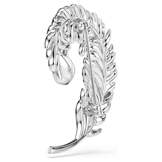 Broche Idyllia com cortes mistos, em forma de pena, banhado a ródio Broche Idyllia com cortes mistos, em forma de pena, banhado a ródio