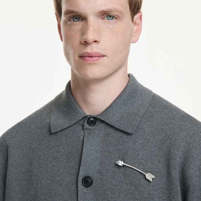 Broche Idyllia com cortes mistos, em forma de seta, branco, banhado a ródio Broche Idyllia com cortes mistos, em forma de seta, branco, banhado a ródio