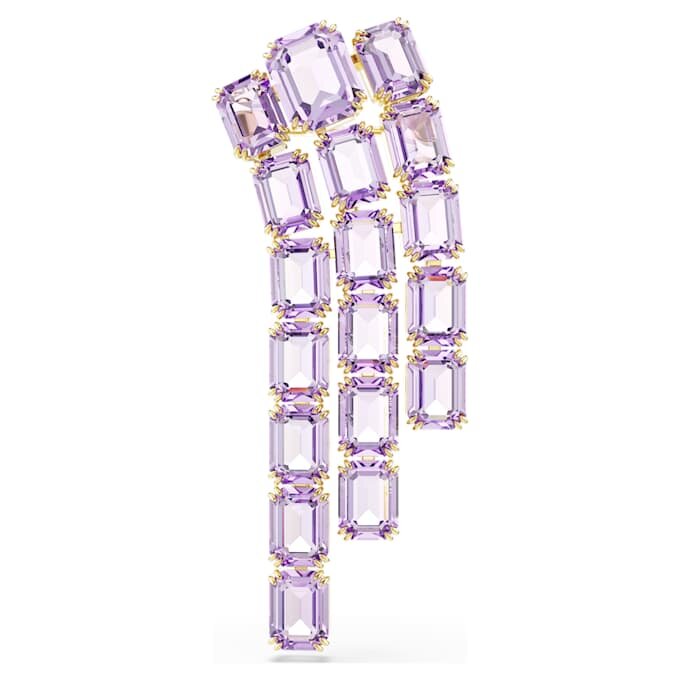 Broche Millenia com corte octogonal, roxo, banhado a dourado Broche Millenia com corte octogonal, roxo, banhado a dourado