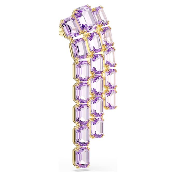 Broche Millenia com corte octogonal, roxo, banhado a dourado Broche Millenia com corte octogonal, roxo, banhado a dourado
