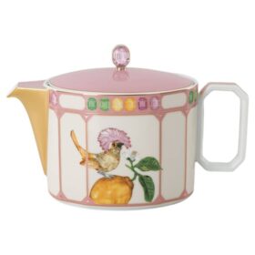 Bule Idyllia em porcelana, com motivo de cristal, pássaro, multicolorido