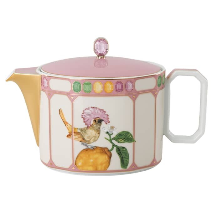 Bule Idyllia em porcelana, com motivo de cristal, pássaro, multicolorido Bule Idyllia em porcelana, com motivo de cristal, pássaro, multicolorido
