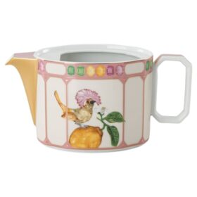 Bule Idyllia em porcelana, com motivo de cristal, pássaro, multicolorido