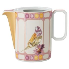 Cafeteira Idyllia em porcelana, com motivo de cristal, pássaro, multicolorida