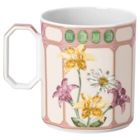 Caneca Idyllia em porcelana, com motivo «Crystal Print», papa-moscas, rosa