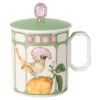 Caneca Idyllia em porcelana, com motivo em cristal, papa-moscas, verde