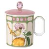 Caneca Idyllia em porcelana, com motivo em cristal, papa-moscas, verde