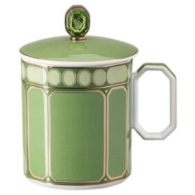 Caneca Signum com tampa, em porcelana, verde