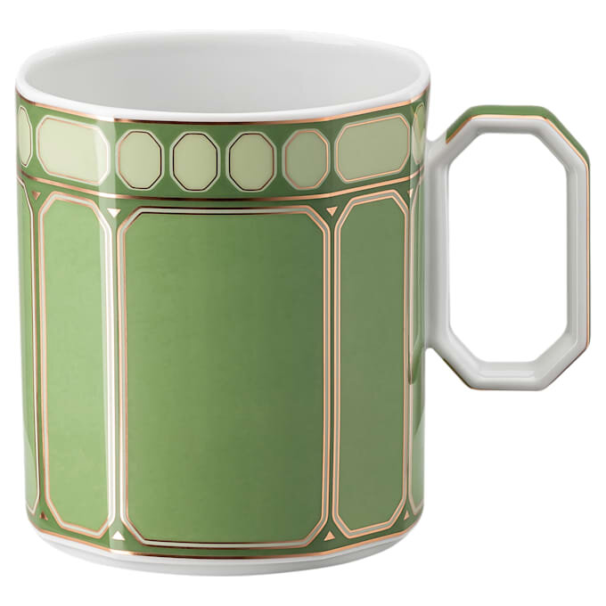 Caneca Signum com tampa, em porcelana, verde Caneca Signum com tampa, em porcelana, verde