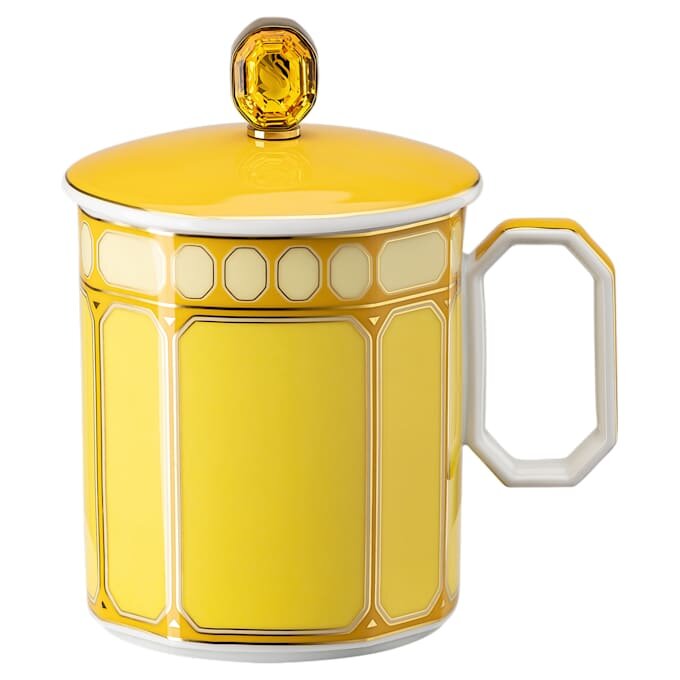 Caneca Signum com tampa, porcelana, amarela Caneca Signum com tampa, porcelana, amarela