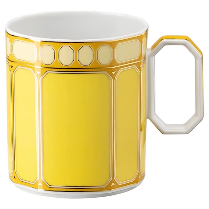 Caneca Signum com tampa, porcelana, amarela Caneca Signum com tampa, porcelana, amarela