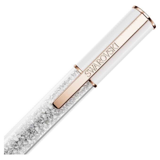 Caneta esferográfica Crystalline branca, banhada a tom de ouro rosa Caneta esferográfica Crystalline branca, banhada a tom de ouro rosa