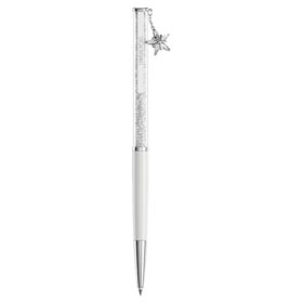 Caneta esferográfica Crystalline Branca, Lacada a Branco, Cromada