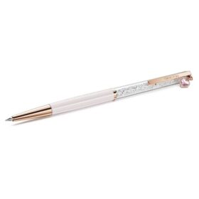 Caneta esferográfica Crystalline com cristais em forma de coração, rosa, lacada a rosa, banhada a ouro rosa