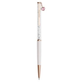 Caneta esferográfica Crystalline com cristais em forma de coração, rosa, lacada a rosa, banhada a ouro rosa
