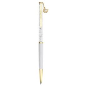 Caneta esferográfica Crystalline Horse Shoe, branca, lacada a branco, banhada a dourado