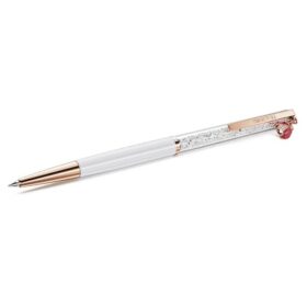 Caneta esferográfica Crystalline Ladybug, branca, lacada a vermelho, banhada a ouro rosa