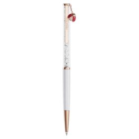 Caneta esferográfica Crystalline Ladybug, branca, lacada a vermelho, banhada a ouro rosa