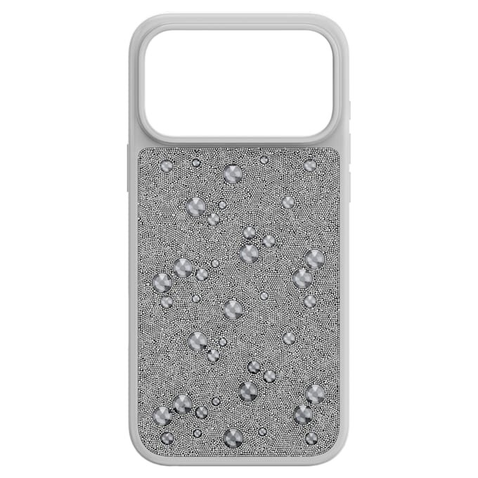Capa para smartphone com cristais de face plana, iPhone® 17 Pro Max, tom prateado Capa para smartphone com cristais de face plana, iPhone® 17 Pro Max, tom prateado