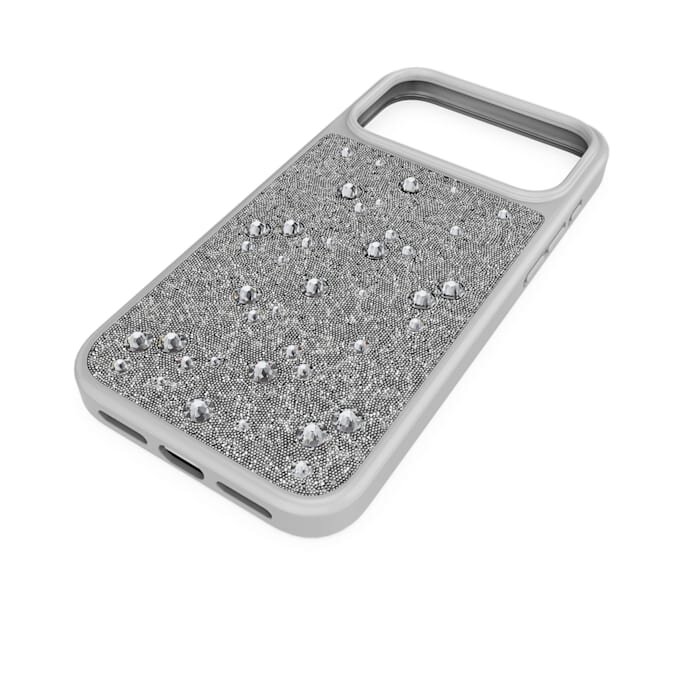 Capa para smartphone com cristais de face plana, iPhone® 17 Pro Max, tom prateado Capa para smartphone com cristais de face plana, iPhone® 17 Pro Max, tom prateado