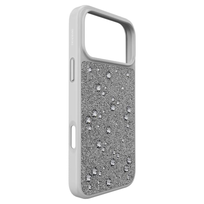 Capa para smartphone com cristais de face plana, iPhone® 17 Pro Max, tom prateado Capa para smartphone com cristais de face plana, iPhone® 17 Pro Max, tom prateado