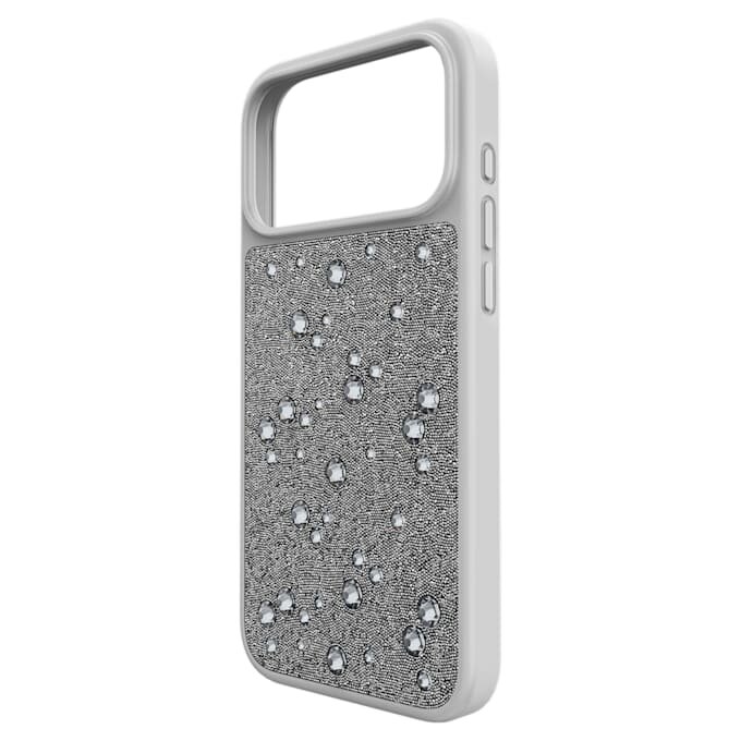 Capa para smartphone com cristais de face plana, iPhone® 17 Pro Max, tom prateado Capa para smartphone com cristais de face plana, iPhone® 17 Pro Max, tom prateado