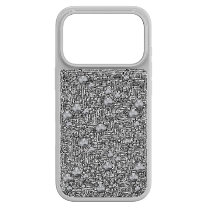 Capa para smartphone com cristais de fundo plano, iPhone® 17 Pro, tom prateado Capa para smartphone com cristais de fundo plano, iPhone® 17 Pro, tom prateado