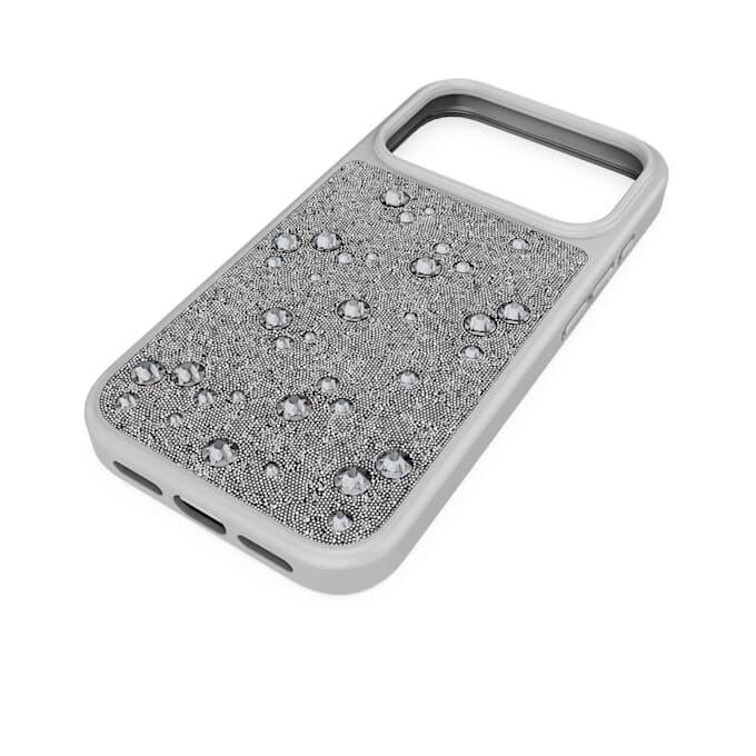 Capa para smartphone com cristais de fundo plano, iPhone® 17 Pro, tom prateado Capa para smartphone com cristais de fundo plano, iPhone® 17 Pro, tom prateado