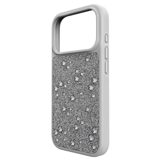 Capa para smartphone com cristais de fundo plano, iPhone® 17 Pro, tom prateado Capa para smartphone com cristais de fundo plano, iPhone® 17 Pro, tom prateado