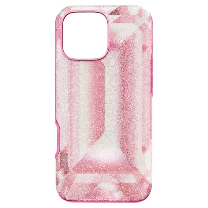 Capa para smartphone com motivo de cristais em relevo, iPhone® 16 Pro Max, rosa Capa para smartphone com motivo de cristais em relevo, iPhone® 16 Pro Max, rosa