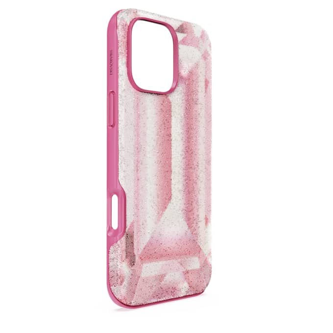 Capa para smartphone com motivo de cristais em relevo, iPhone® 16 Pro Max, rosa Capa para smartphone com motivo de cristais em relevo, iPhone® 16 Pro Max, rosa