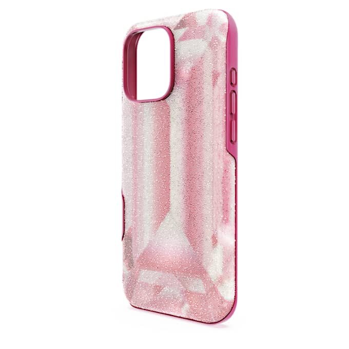 Capa para smartphone com motivo de cristais em relevo, iPhone® 16 Pro Max, rosa Capa para smartphone com motivo de cristais em relevo, iPhone® 16 Pro Max, rosa