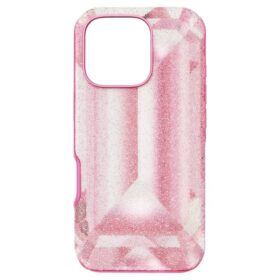 Capa para smartphone com motivo de cristais em relevo, iPhone® 16 Pro, rosa