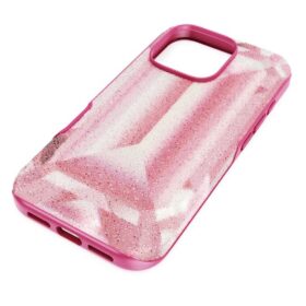 Capa para smartphone com motivo de cristais em relevo, iPhone® 16 Pro, rosa