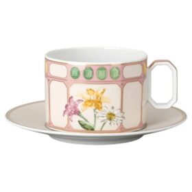 Chávena Combi Idyllia com pires em porcelana, motivo «Crystal Print», bouquet, multicolorida