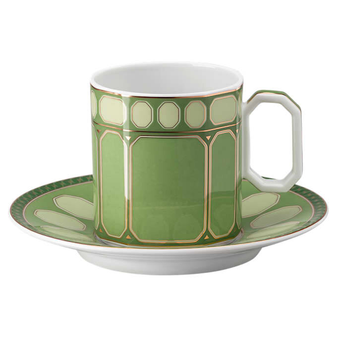 Chávena de café Signum com pires, em porcelana, verde Chávena de café Signum com pires, em porcelana, verde