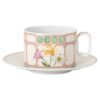 Chávena de chá Idyllia com pires, em porcelana, com motivo de cristal, bouquet, multicolorida Chávena de chá Idyllia com pires, em porcelana, com motivo de cristal, bouquet, multicolorida